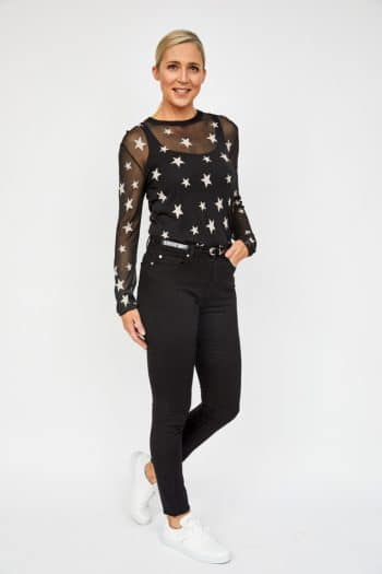fine knit sweater with monochrome star detail