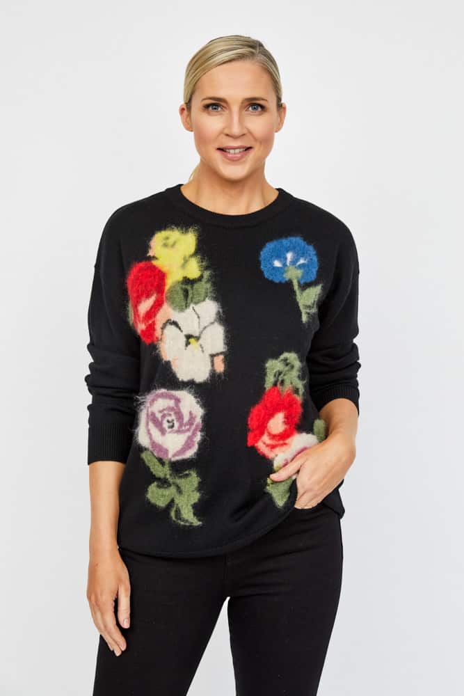 black knitwear Paul Smith sweater with floral design