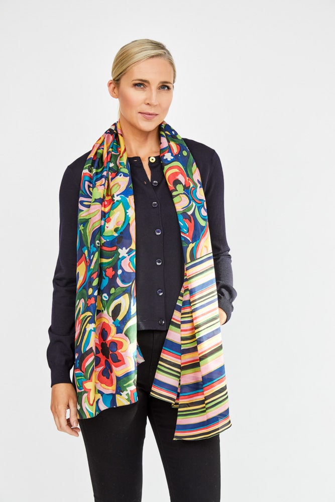 paul smith scarf with floral and stripes