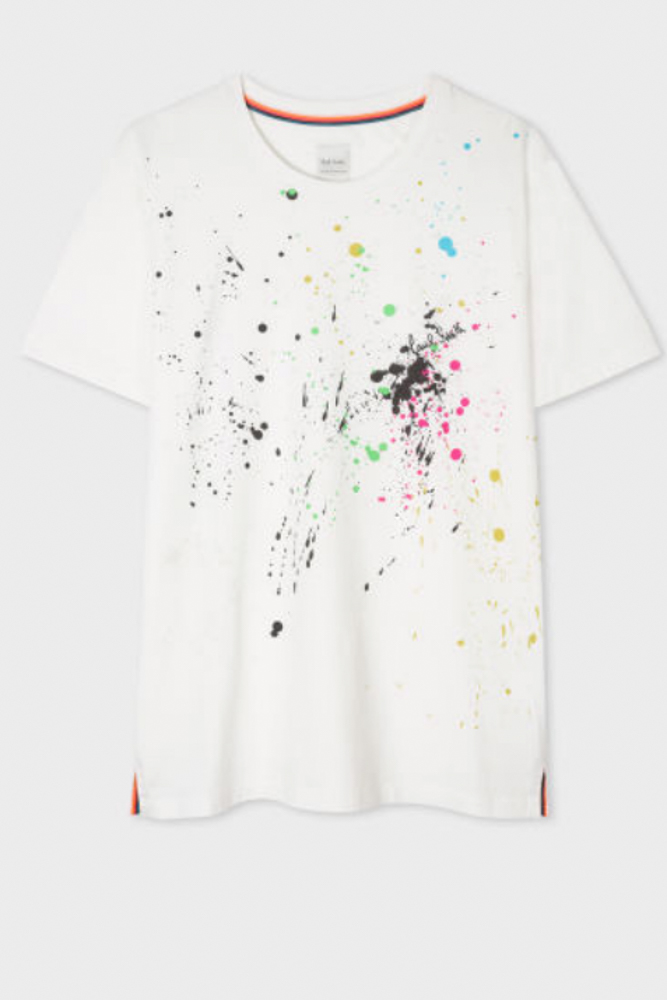 PAUL SMITH Women's White 'Paint Splatter' Print T-Shirt